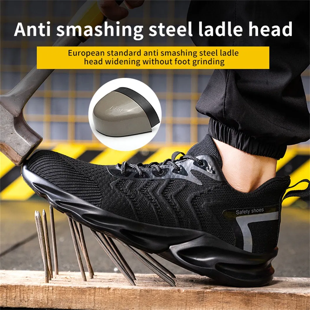 1 Pair Work Lightweight Men Black Hammer Sandal Style Safety Shoes
