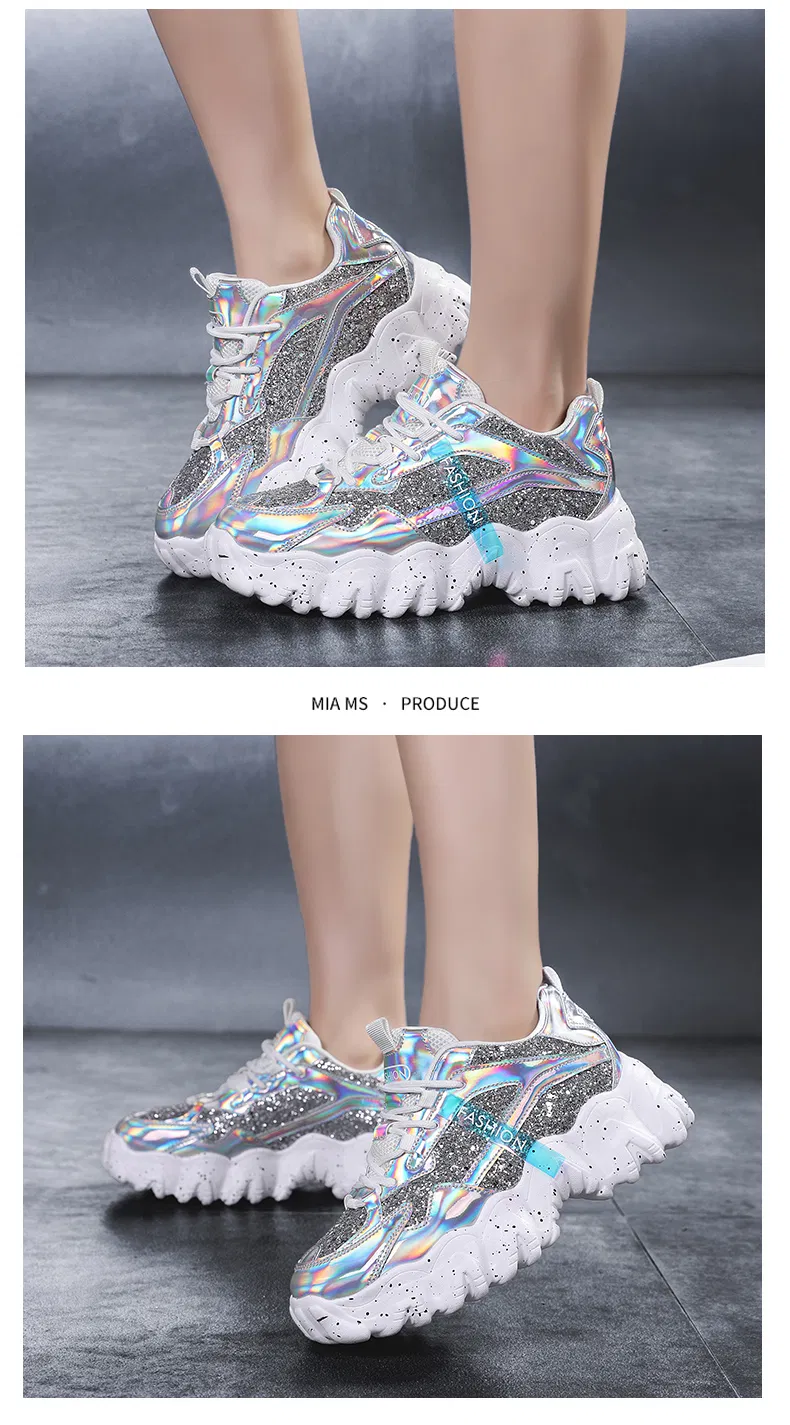 2021 Branded Women Shinny Sneakers Popular Lady Fashion Sneakers