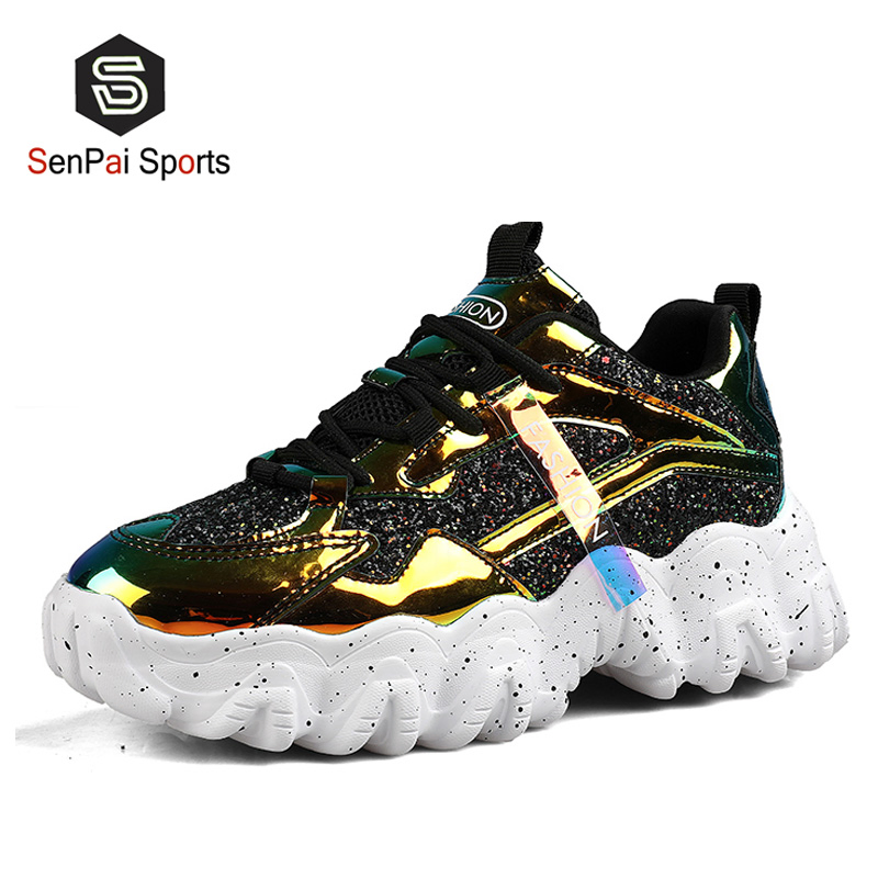2021 Branded Women Shinny Sneakers Popular Lady Fashion Sneakers