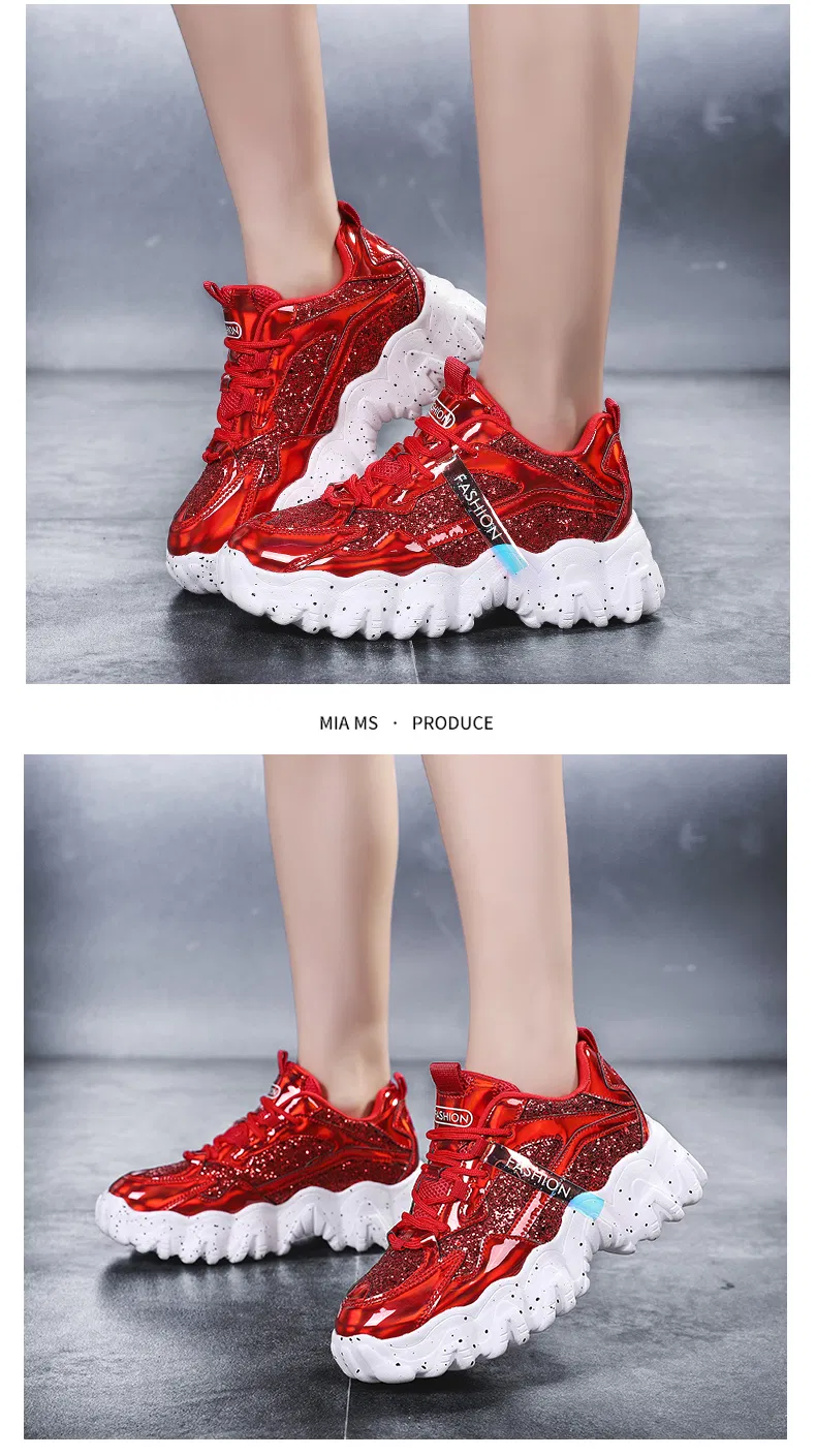 2021 Branded Women Shinny Sneakers Popular Lady Fashion Sneakers