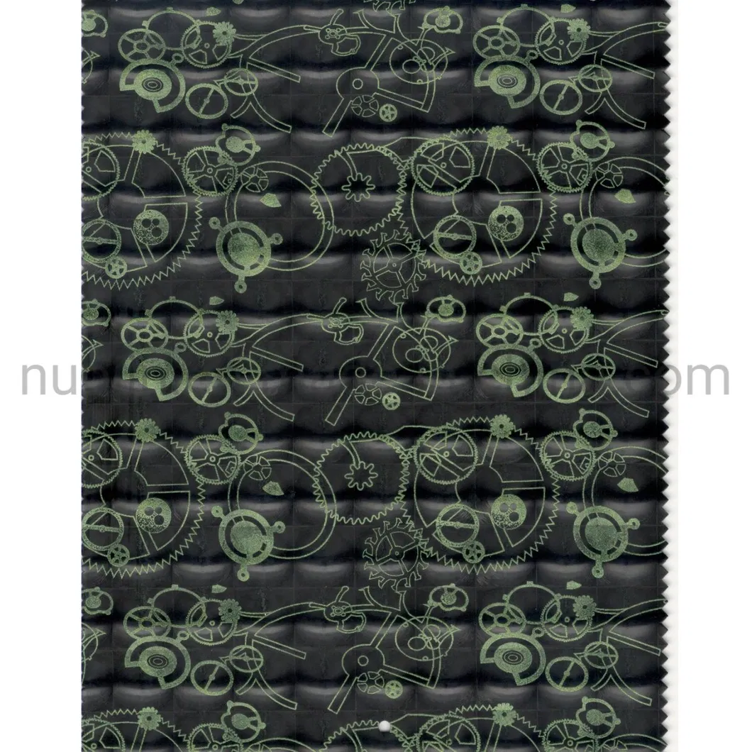 2021 New Hot Gear Pattern PU Digital Printing Artificial Leather
