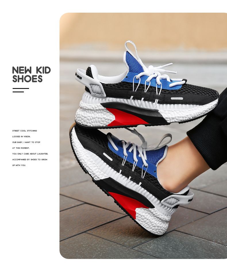 2022 Fashionable Kids Colorful Lace-up Sports Sneaker Running Shoes