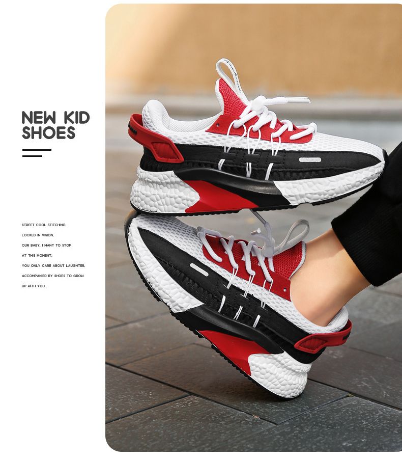 2022 Fashionable Kids Colorful Lace-up Sports Sneaker Running Shoes