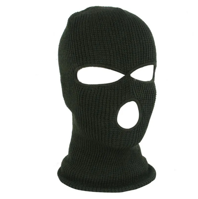 3-Holes Full Face Cover Knitted Neck Cover Winter Balaclava Outdoor Sports Cycling Hat for Men and Women