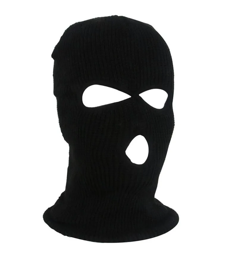 3-Holes Full Face Cover Knitted Neck Cover Winter Balaclava Outdoor Sports Cycling Hat for Men and Women