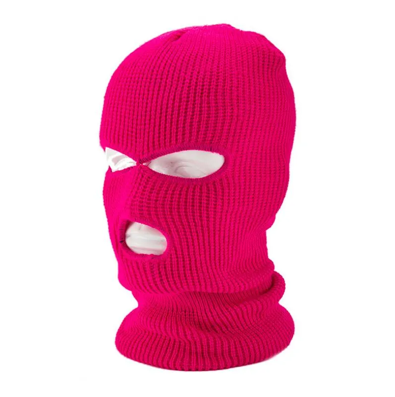 3-Holes Full Face Cover Knitted Neck Cover Winter Balaclava Outdoor Sports Cycling Hat for Men and Women