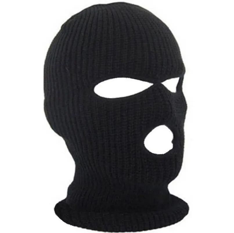 3-Holes Full Face Cover Knitted Neck Cover Winter Balaclava Outdoor Sports Cycling Hat for Men and Women