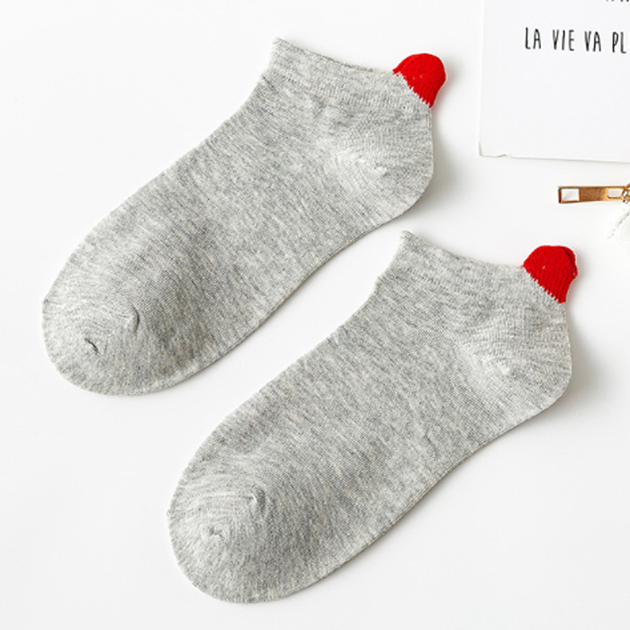 3D Red Heart Low Cut Teen Girl Cotton Socks