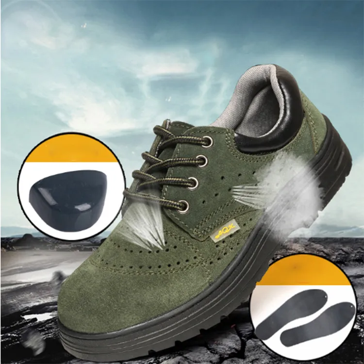 Amazon Hot Sales Famous Safety Shoes Anti Smashing Safety Shoes Breathable Summer Anti Silp Safety Brand Leather Shoes