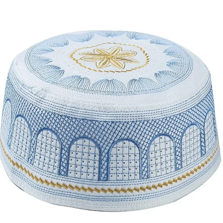 Arabic Men Embroidery Muslim Prayer Hat Islamic Kufi Hat