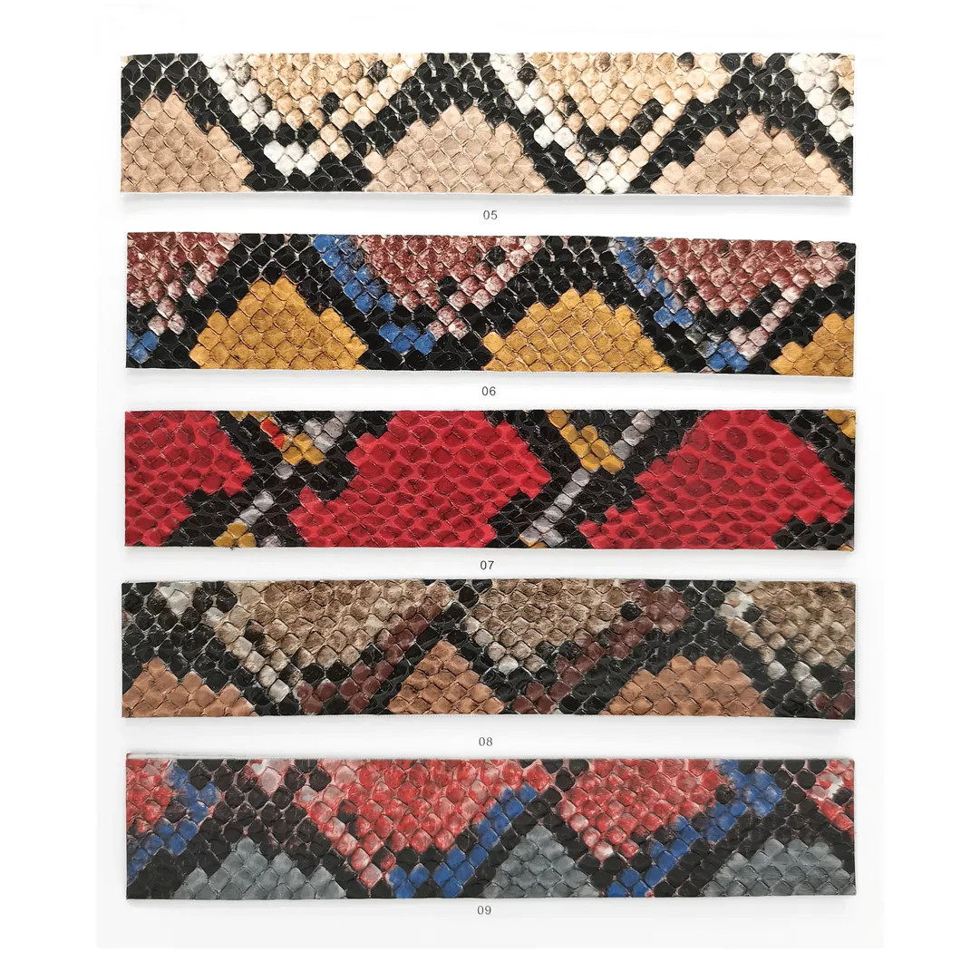 Artificial Synthetic PU Leather Genuine Snake Skin Leather for Lady Bags