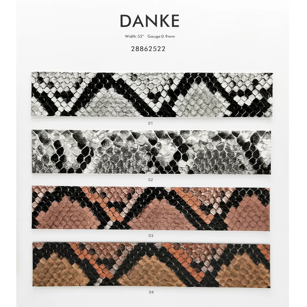 Artificial Synthetic PU Leather Genuine Snake Skin Leather for Lady Bags
