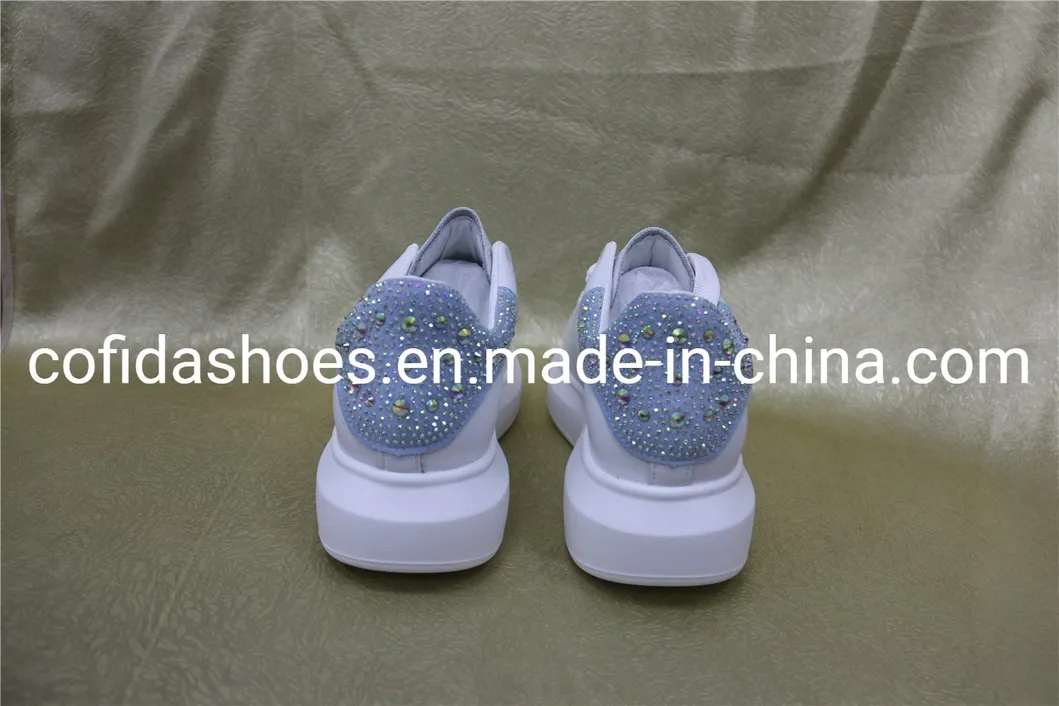 Attractive Diamonds Real Leather Lady Sneaker Shoe