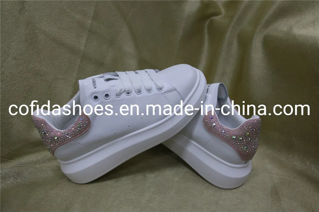Attractive Diamonds Real Leather Lady Sneaker Shoe