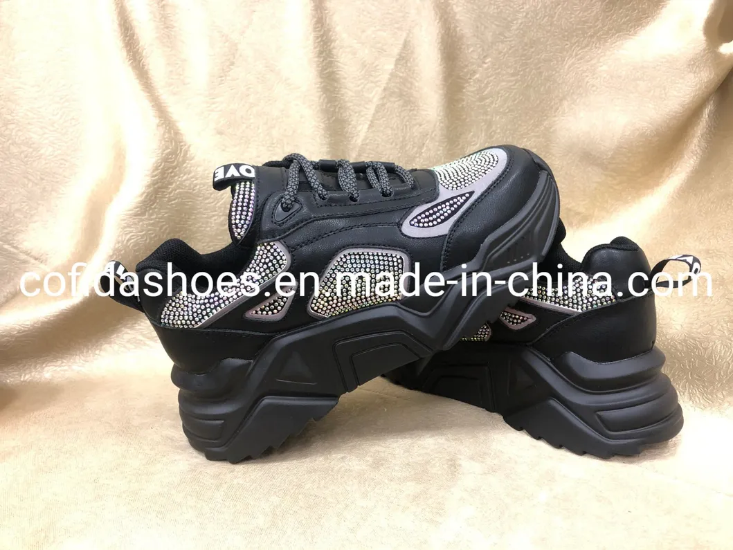 Attractive Diamonds Real Leather Lady Sneaker Shoe