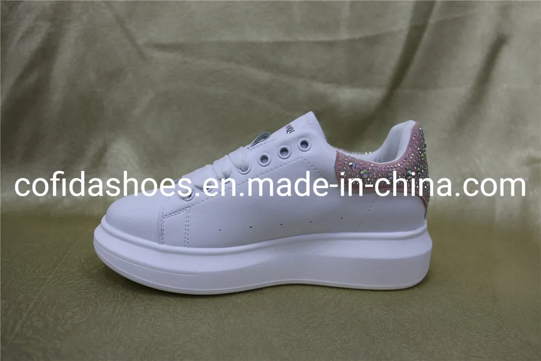 Attractive Diamonds Real Leather Lady Sneaker Shoe