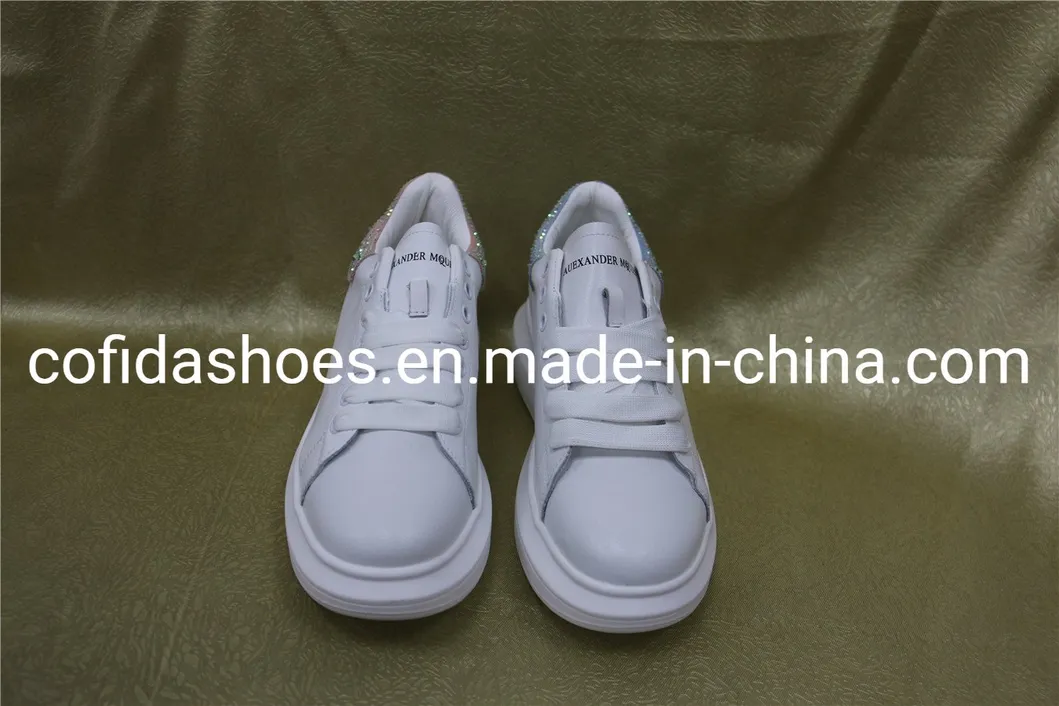 Attractive Diamonds Real Leather Lady Sneaker Shoe