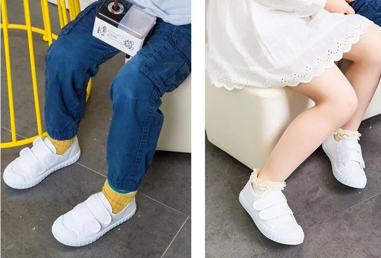 Children Students White Cloth Shoes Boys and Girls Children School Activities White Dancing Shoes White Sports Gymnastics Shoes Children