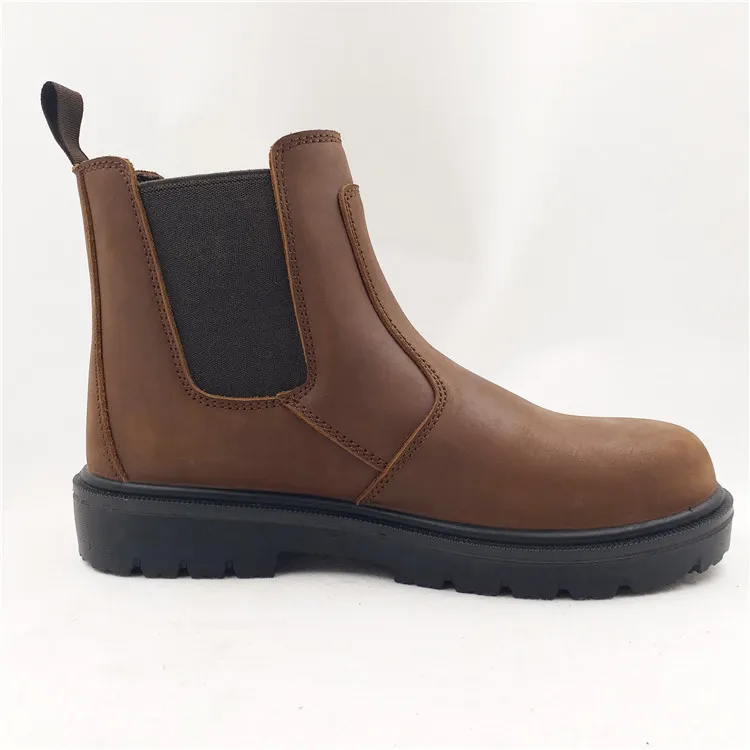 Crazy Horse Leather MID Cut Safety Shoes Work Boots
