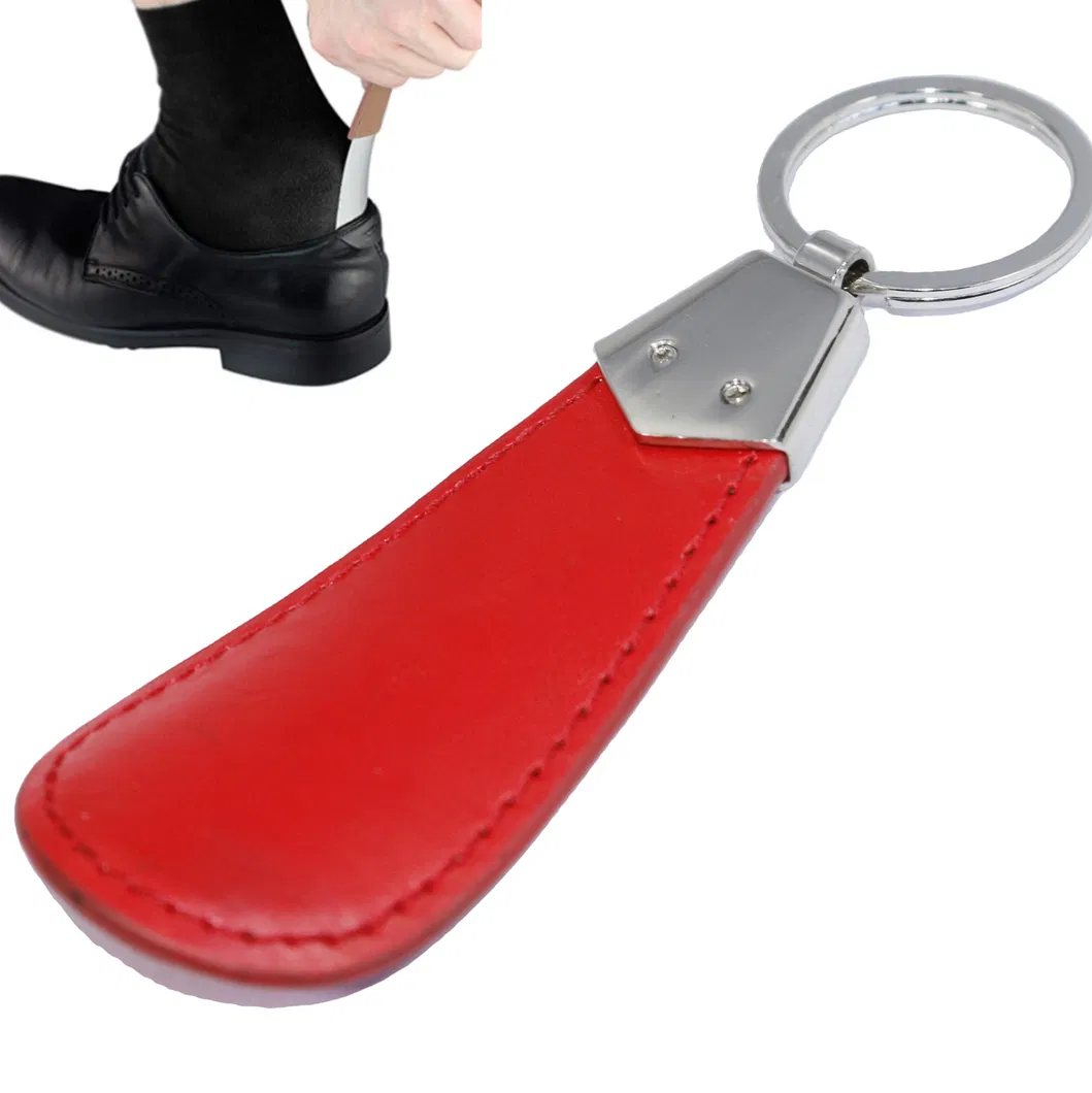 Custom Logo Black Color Leather Shoehorn Key Chain