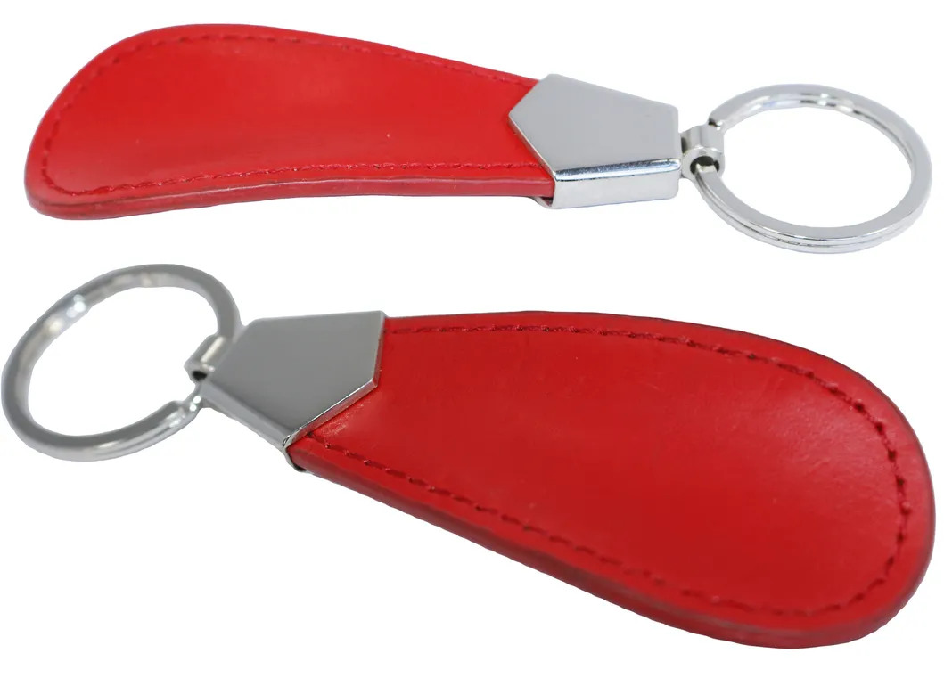 Custom Logo Black Color Leather Shoehorn Key Chain