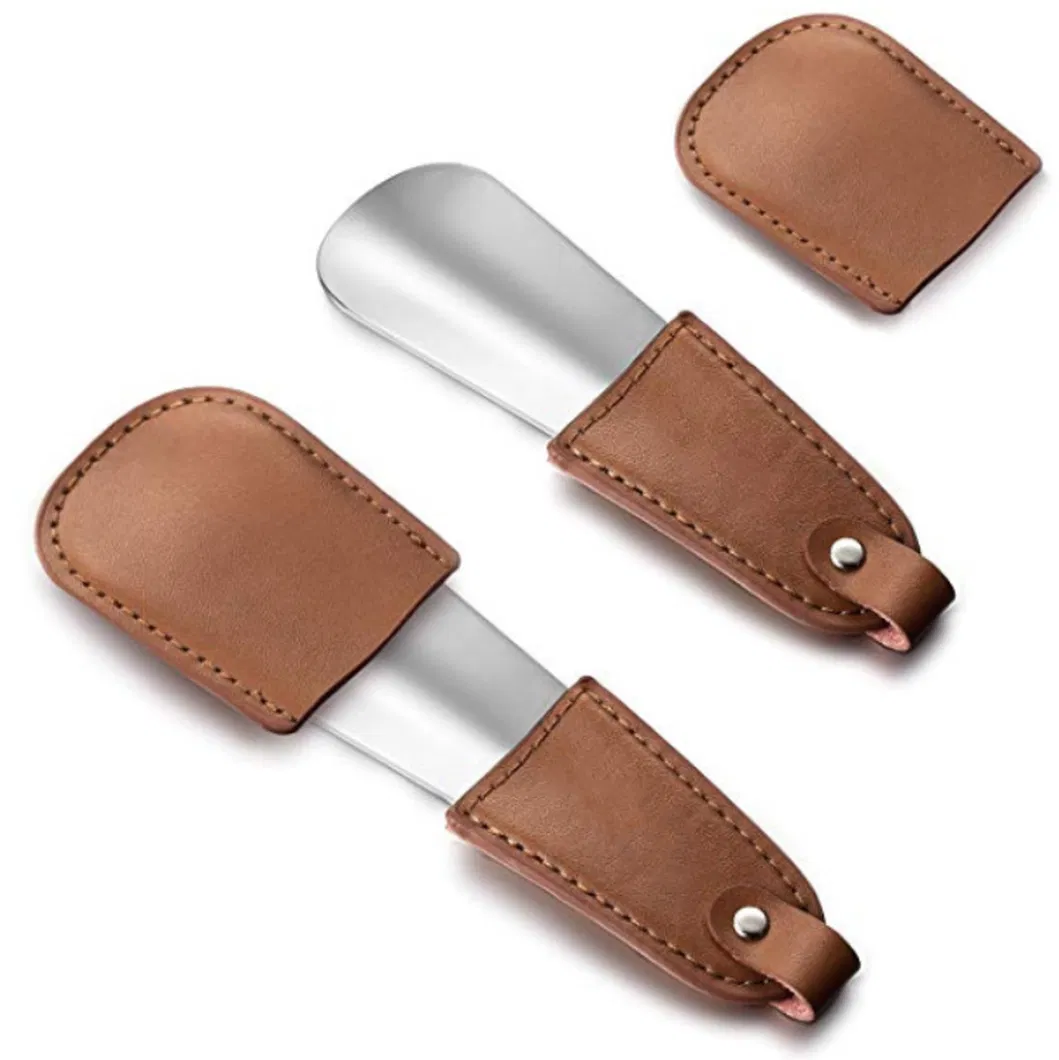 Custom Logo Black Color Leather Shoehorn Key Chain