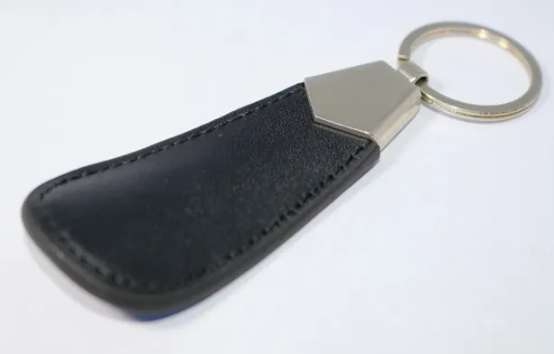 Custom Logo Black Color Leather Shoehorn Key Chain