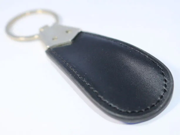 Custom Logo Black Color Leather Shoehorn Key Chain