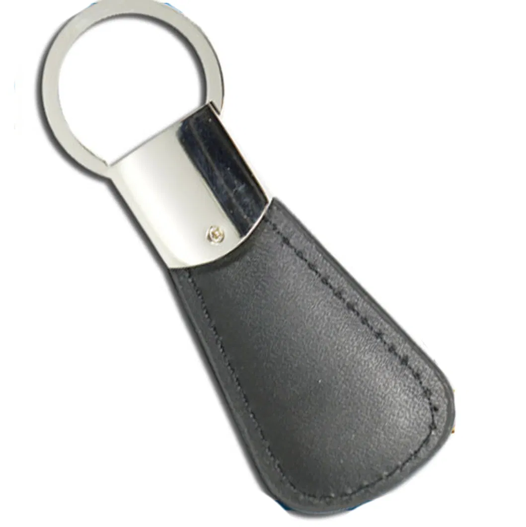 Custom Logo Black Color Leather Shoehorn Key Chain