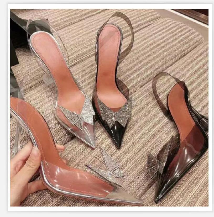 Designer Womens Sandals High Heeled Shoes Pointed Toesl Sunflower crystal Buckle Sandals