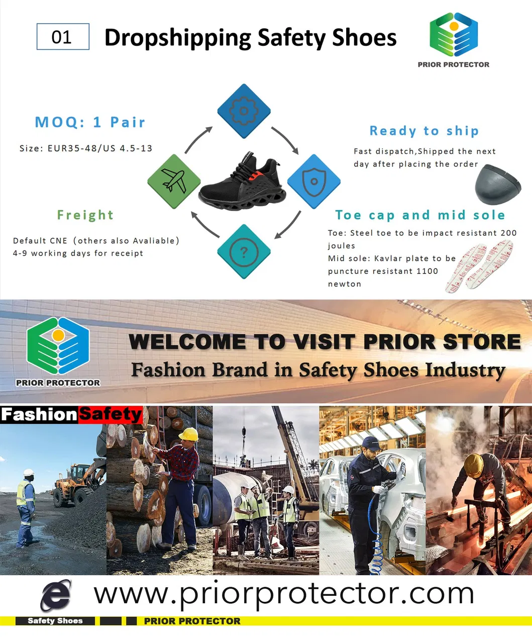 Dropshipping Styles safety Industry No Lace Famous Brand Pictures of Safety Shoes