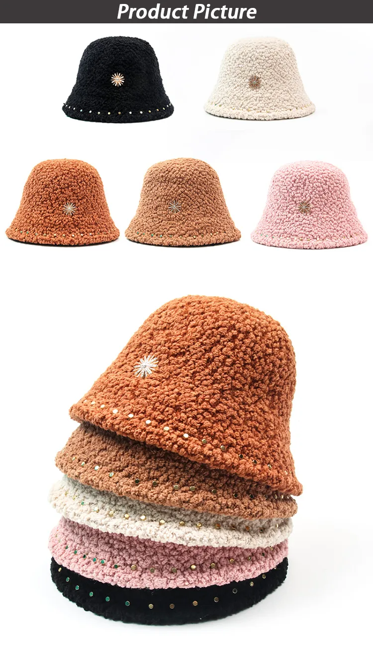 Factory Price Cheap Stylish Berber Fleece Fisherman Women Bucket Hat