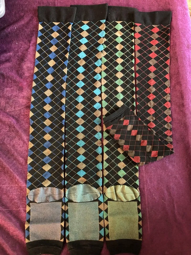 Fashion Compression Pantyhose for Argyle Style with Special Open Toe Thong Design