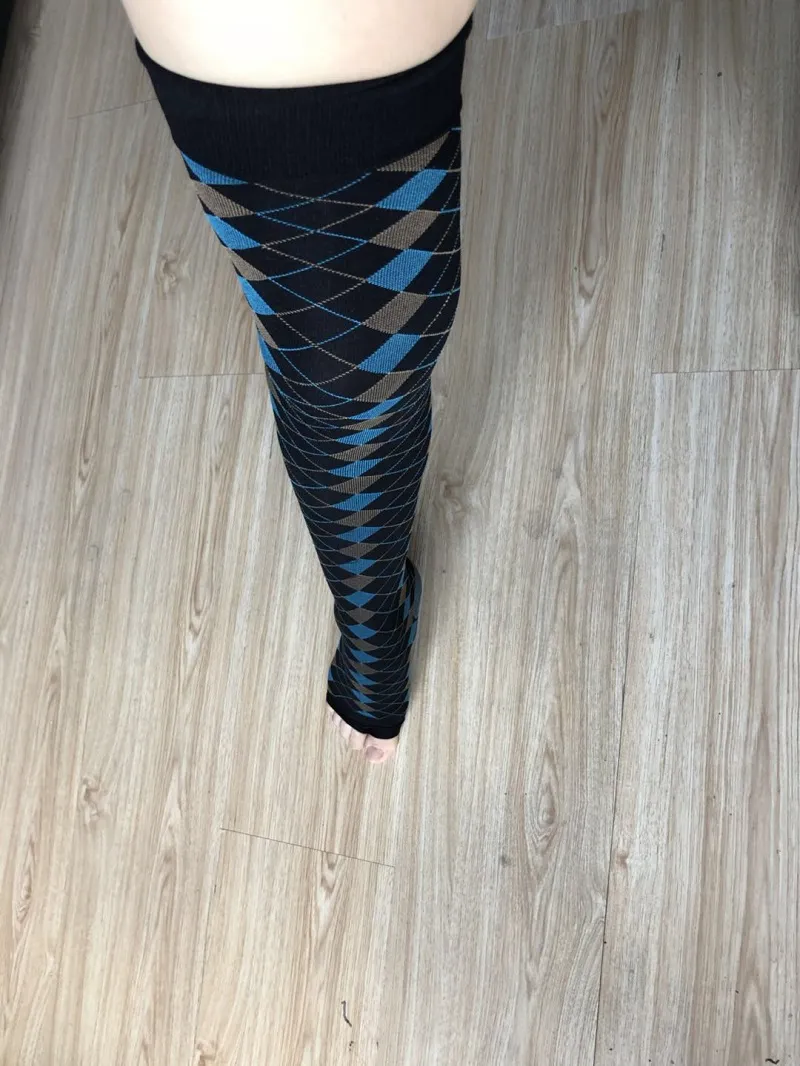 Fashion Compression Pantyhose for Argyle Style with Special Open Toe Thong Design