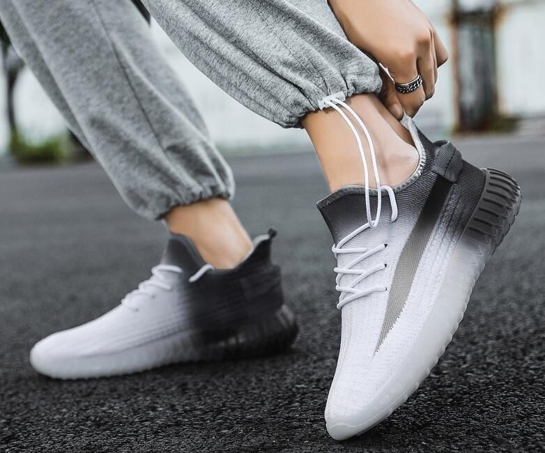 Fashion Flyknit Upper Sport Shoes PVC Sole Running Shoes