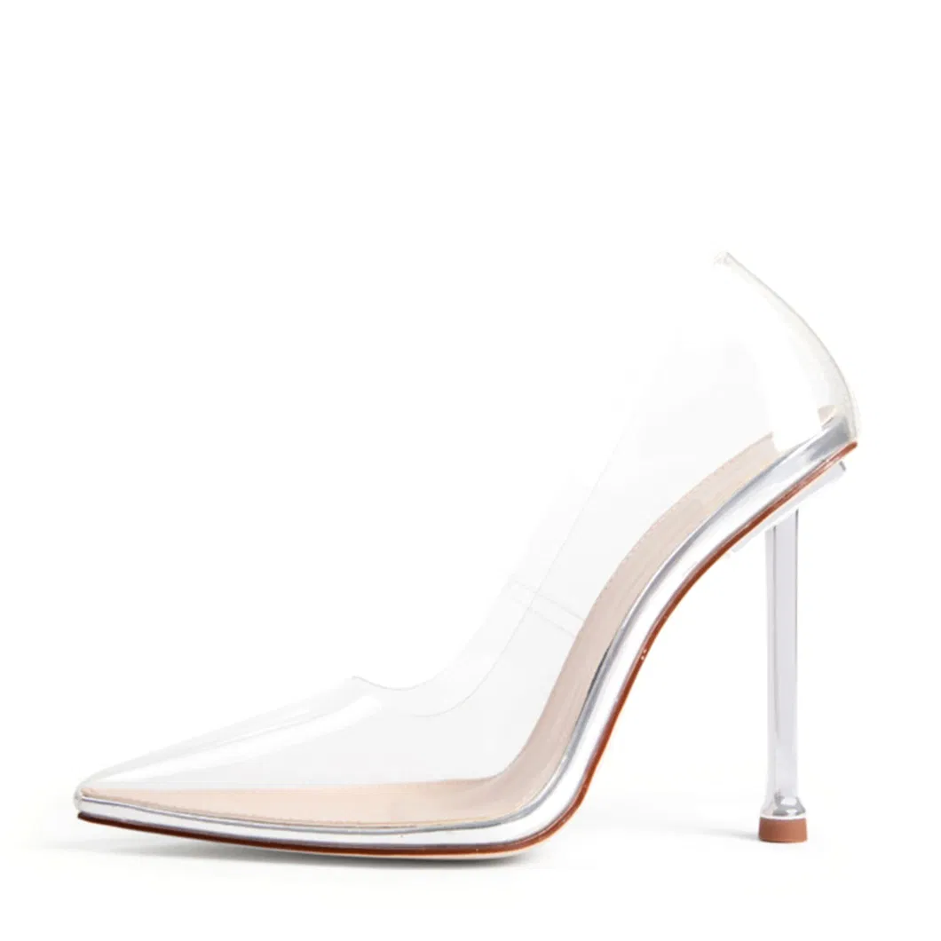Fashion Ladies Sandal Women′s Clear Pumps Pointed Toe Slip on Stiletto Heel Dress Shoes