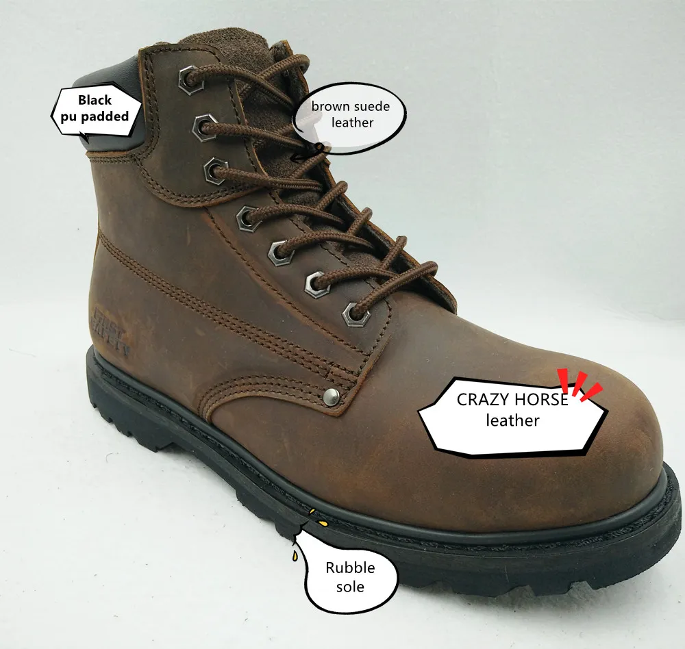 Fashion Men Brown Multifunctional Handmade Goodyear Welted Safety Shoes Boots Militair Combat Boot