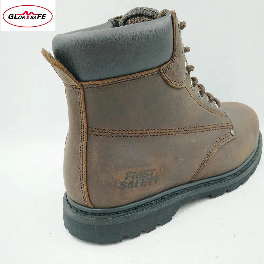 Fashion Men Brown Multifunctional Handmade Goodyear Welted Safety Shoes Boots Militair Combat Boot