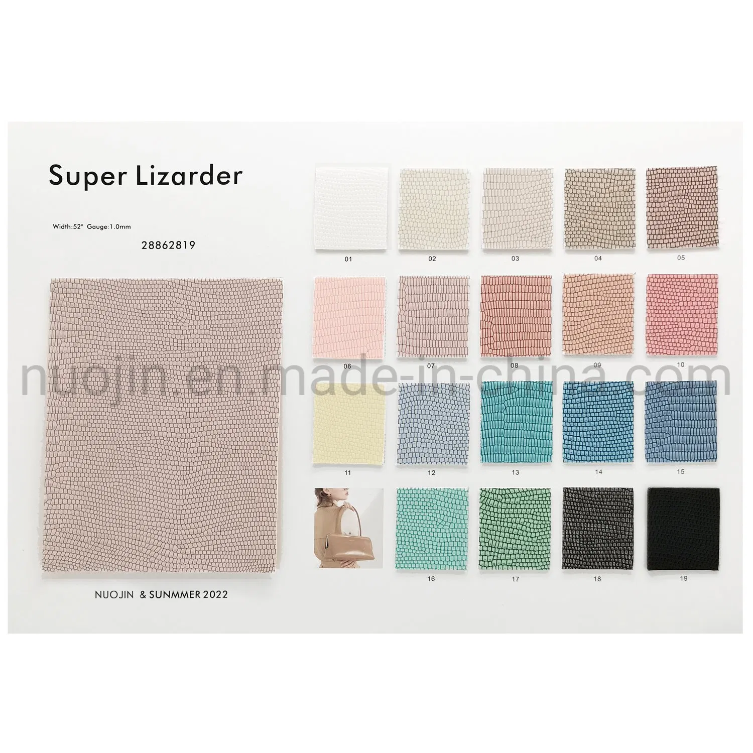 Fashionable Lizard Pattern PVC Artificial Faux Synthetic Leather for Bag & Luggage