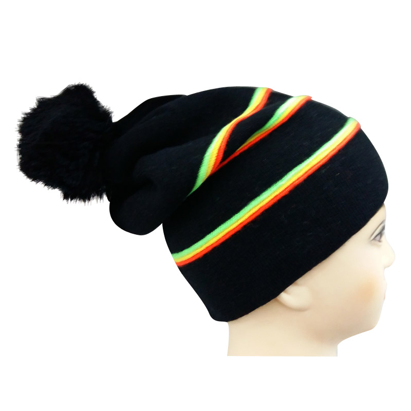 Floppy Knitted Beanie with Logo Badge