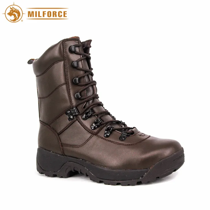 Full Leather Safety Combat Boot Lightweight Military Tactical Boots (black/brown)