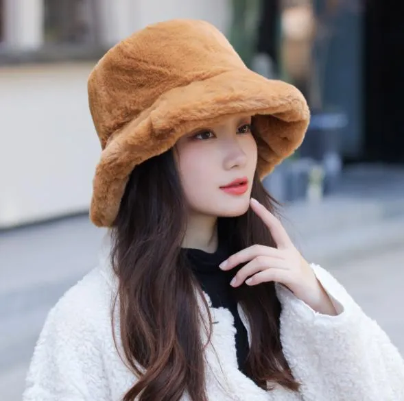 Fur Bucket Hat Fashion Hats Faux Fur Hat High Quality New Trend Warm Fashion Colorful Lady Hat