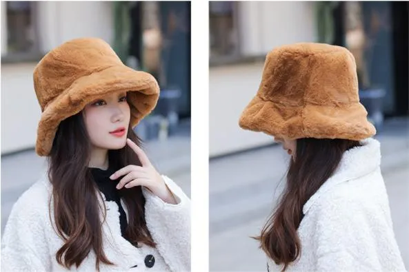 Fur Bucket Hat Fashion Hats Faux Fur Hat High Quality New Trend Warm Fashion Colorful Lady Hat