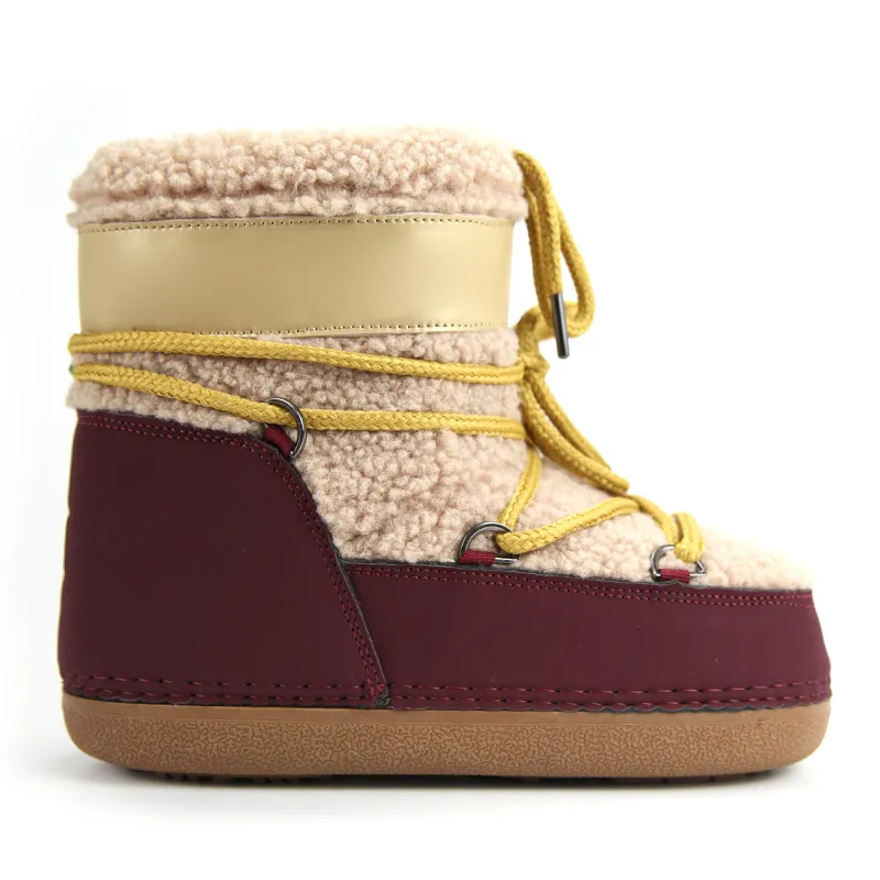 Gold Faux Fur Warm Snow Boot 2021 Factory Design Moon Boot Waterproof
