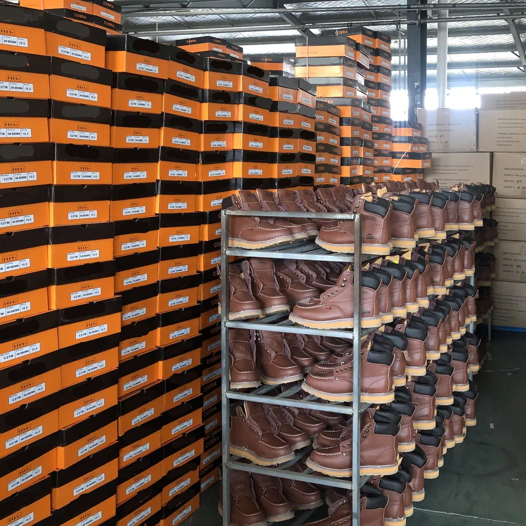 Goodyear Welted Crazy Horse Safety Footwear High Quality Rubber Sole Work Shoes