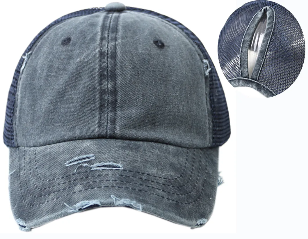 Gradient Colour Messy High Bun Adjustable Color Changing Glitter Bling Hat Criss Cross Mesh Ponytail Cap