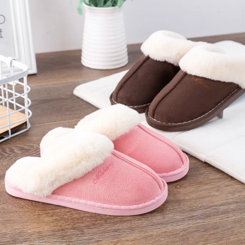 Hellosport Custom Hot Sales Winter Warm Fluffy Flexible Suede Sole Genuine Shearling Imitated Lamb Fur Slippers