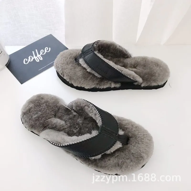 Hellosport Custom Indoor Shoes Furry Fur Slippers Sandals Fluffy Winter Warm Fur Slippers Men′ S