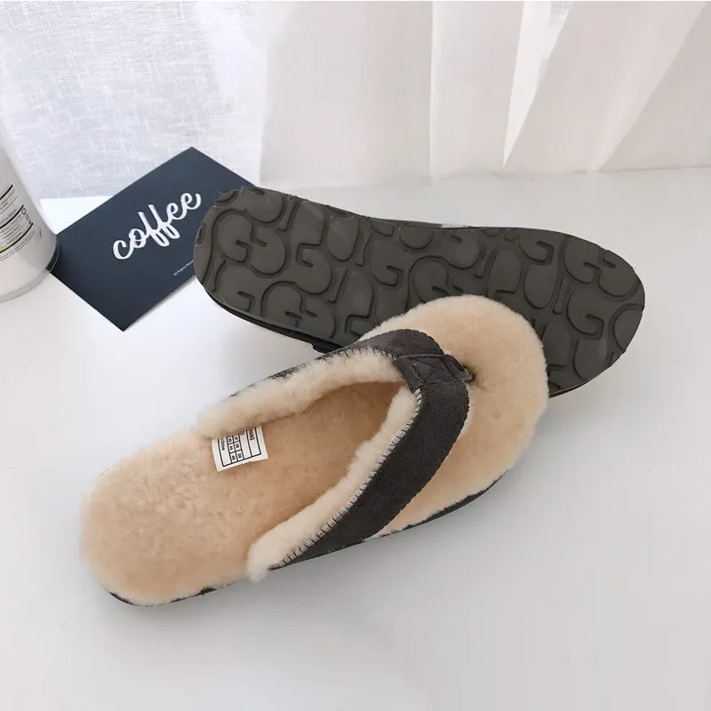 Hellosport Custom Indoor Shoes Furry Fur Slippers Sandals Fluffy Winter Warm Fur Slippers Men′ S