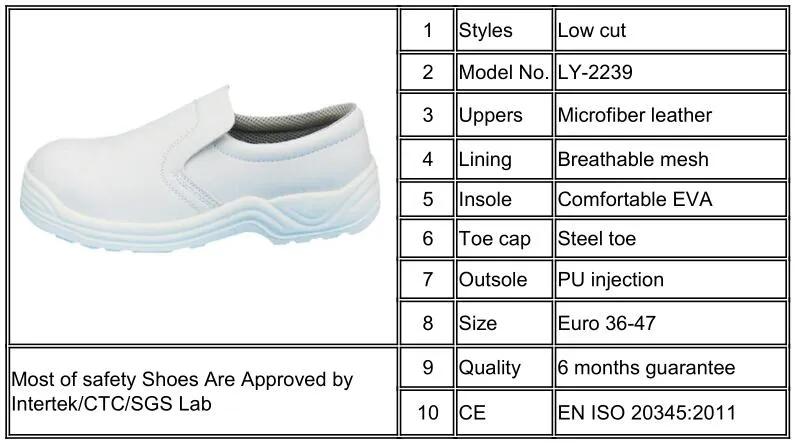 High Quality Ce Standard White Food Industry Chef Kitchen ESD Safety Shoes